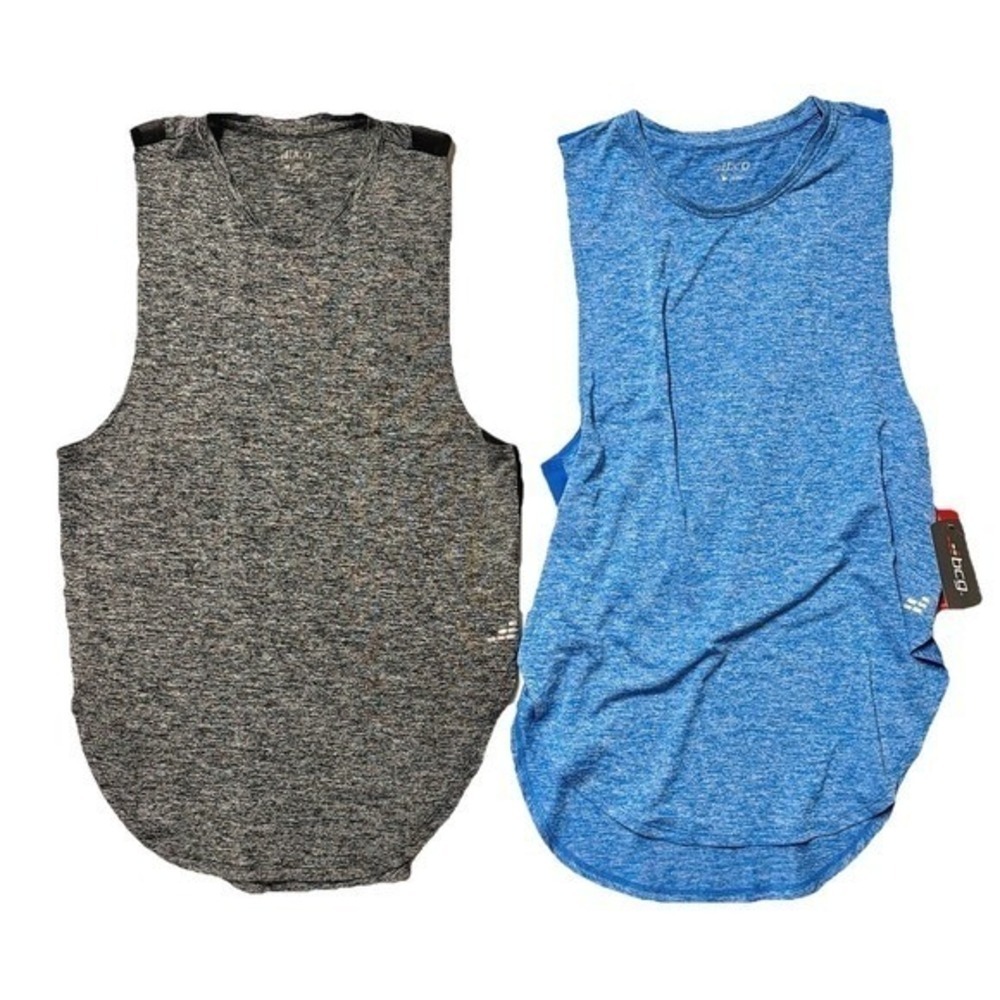 BCG Womens Muscle Tank Top 2 Pack Heather Grey Blue Mesh Back Workout Gym Medium